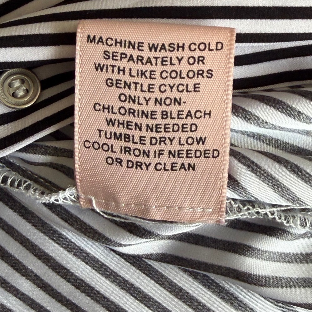 Philosophy Button Down Shirt Women L Black White Striped High-Low Long Sleeve - Picture 5 of 5